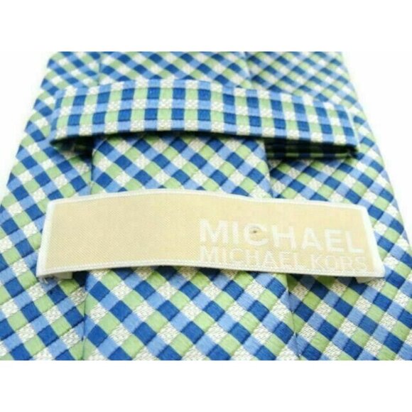 Michael Kors Men's Tie NWOT Silk Designer Dress Suit Necktie Blue Green White - Picture 2 of 9
